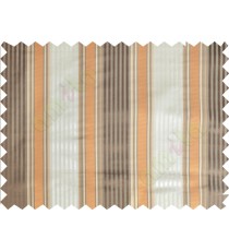 Orange brown beige grey color vertical emb texture stripes poly main curtains design - 104456