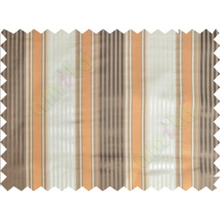 Orange brown beige grey color vertical emb texture stripes poly main curtains design - 104456