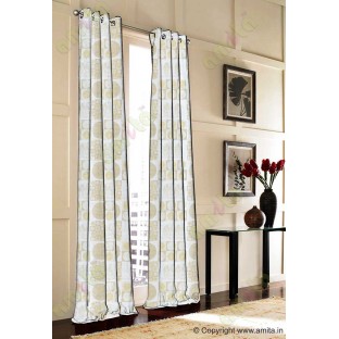 Beige gold white color geometric pattern with horizontal pencil stripes poly main curtains design - 104423