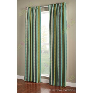 Green blue beige color vertical emb texture stripes poly main curtains design - 104447