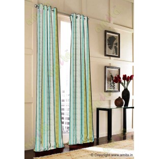 Green blue beige color vertical emb texture stripes poly main curtains design - 104447
