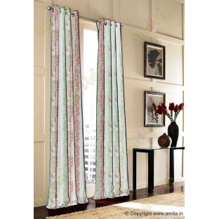 Green maroon beige colour vertical texture colour paint with horizontal pencil stripes poly main curtains design - 104466