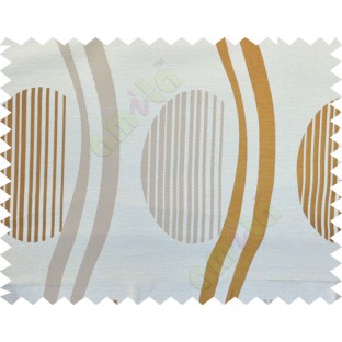 Gold Brown Beige Semi Oval Stripes Curve Bold Lines Poly Fabric Main Curtain-Designs
