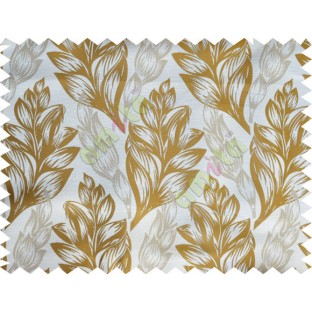 Gold Brown Beige Color Elegant Spring Leaf Pattern Poly Fabric Main Curtain-Designs