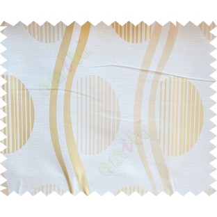 Beige Gold Semi Oval Stripes Curve Bold Lines Poly Fabric Main Curtain-Designs