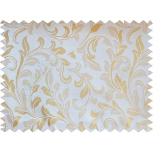 Beige Gold Traditional Leafy Pattern Poly Fabric Main Curtain-Designs