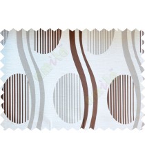 Brown beige semi oval stripes curve bold lines poly fabric main curtain designs
