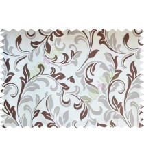 Brown beige traditional leafy poly fabric main curtain designs