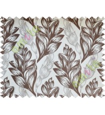 Brown beige floral design poly fabric main curtain designs