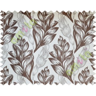 Brown beige floral design poly fabric main curtain designs