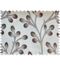 Brown beige flower buds poly fabric main curtain designs