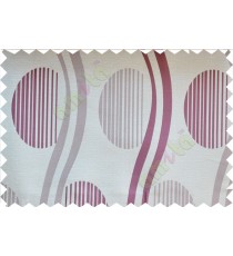 Purple beige semi oval stripes curve bold lines poly fabric main curtain designs
