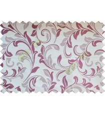 Purple beige traditional leafy poly fabric main curtain designs