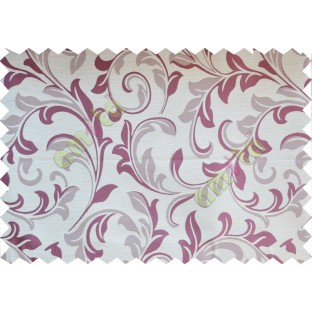 Purple beige traditional leafy poly fabric main curtain designs