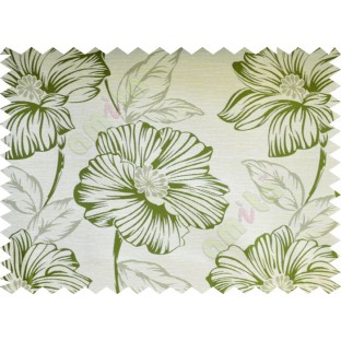 Green beige beautiful natural flower poly fabric main curtain designs