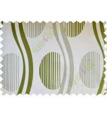 Green beige semi oval stripes curve bold lines poly fabric main curtain designs