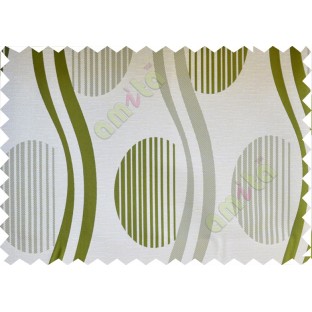 Green beige semi oval stripes curve bold lines poly fabric main curtain designs
