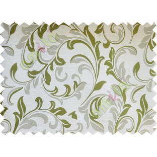 Green beige traditional leafy poly fabric main curtain designs