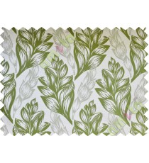 Green beige floral design poly fabric main curtain designs