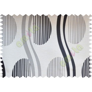 Black white beige semi oval stripes curve bold lines poly fabric main curtain designs