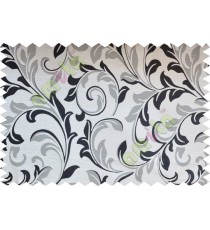 Black beige white traditional leafy poly fabric main curtain designs