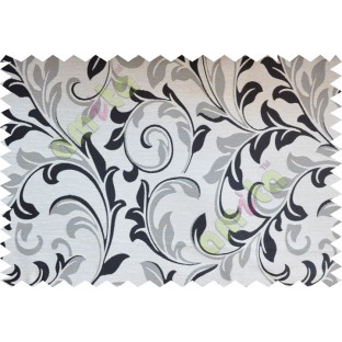 Black beige white traditional leafy poly fabric main curtain designs
