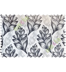 Black beige floral design poly fabric main curtain designs
