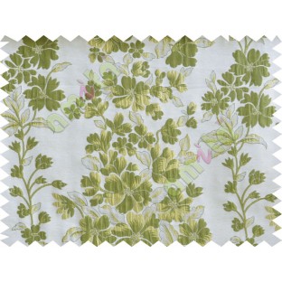 Green gold silver beige color seamless floral pattern with poly thick fabric curtains design - 104535