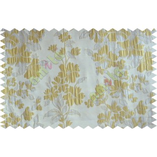 Gold silver beige color seamless floral pattern with poly thick fabric curtains design - 104545