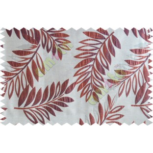 Maroon beige purple color elegant leaf pattern poly main curtains design - 104549