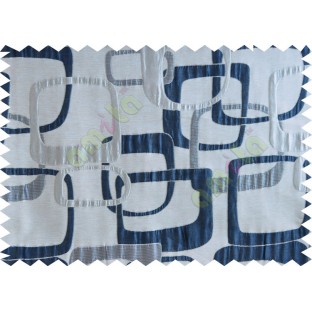 Blue white silver gold color retro square pattern with thick fabric poly main curtains design - 104560