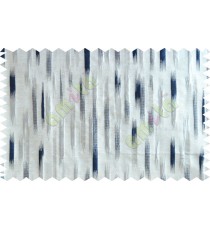 Blue white silver color semi vertical stripes poly main curtains design - 104562