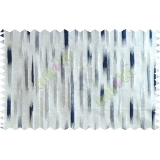 Blue white silver color semi vertical stripes poly main curtains design - 104562