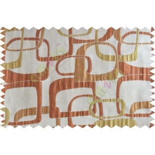 Orange beige gold color retro square pattern with thick fabric poly main curtains design - 104565