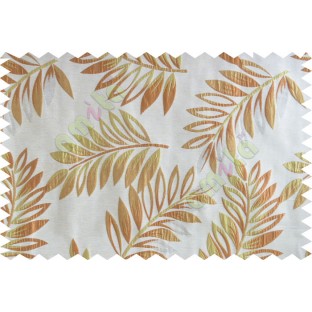 Orange beige gold color elegant leaf pattern poly main curtains design - 104568