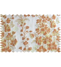 Orange beige gold color seamless floral pattern with poly thick fabric curtains design - 104569