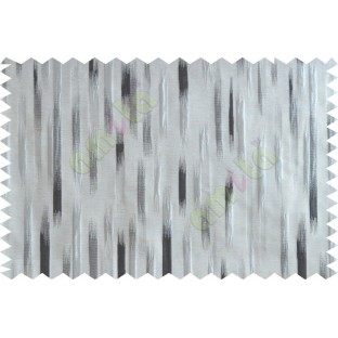 Black silver beige color semi vertical stripes poly main curtains design - 104572