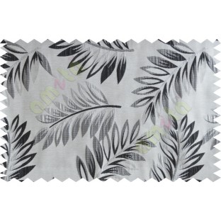 Black silver beige color elegant leaf pattern poly main curtains design - 104573