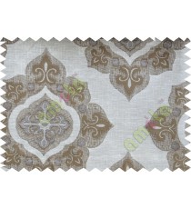 Brown Beige Damask Poly Fabric Main Curtain-Designs