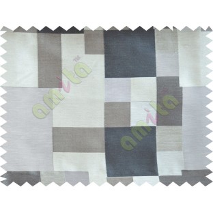 Black Beige Placemat Blocks Poly Fabric Main Curtain-Designs