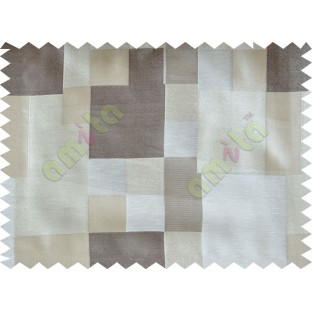 Beige Grey Placemat Blocks Poly Fabric Main Curtain-Designs