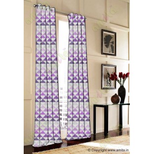 Purple Green Brown Geometric Triangle Design Poly Fabric Main Curtain-Designs