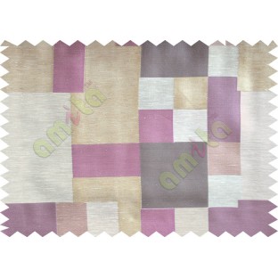 Purple Brown Green Yellow Placemat Blocks Poly Fabric Main Curtain-Designs