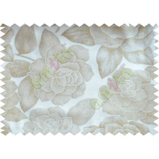 Beige Green Natural Shiny Rose Poly Fabric Main Curtain-Designs