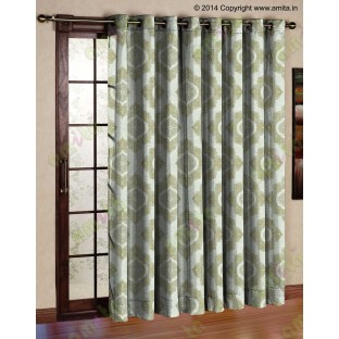 Yellow Green Beige Damask Poly Fabric Main Curtain-Designs