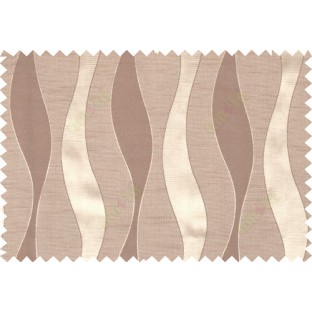 Brown gold color vertical flowing waves with horizontal pencil stripes polycotton main curtain designs
