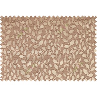 Brown gold color seamless natural leaf pattern with horizontal pencil stripes polycotton main curtain designs