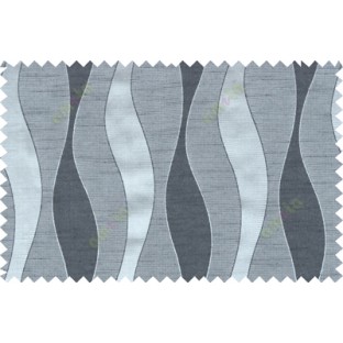 Black grey color vertical flowing waves with horizontal pencil stripes polycotton main curtain designs