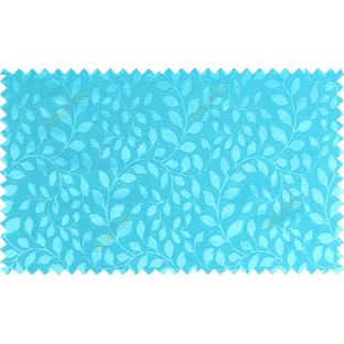 Sky blue color seamless natural leaf pattern with horizontal pencil stripes polycotton main curtain designs