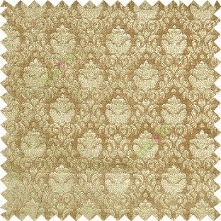 Beige color traditional small damask pattern floral leaf velvet surface soft touch sofa fabric